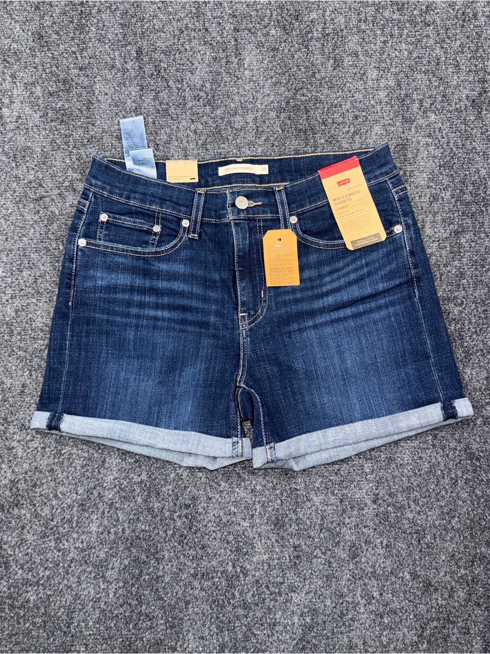 Levi's Mid Length Denim Shorts Womens 30 Blue Cuffed Mid Rise Slim Fit Casual